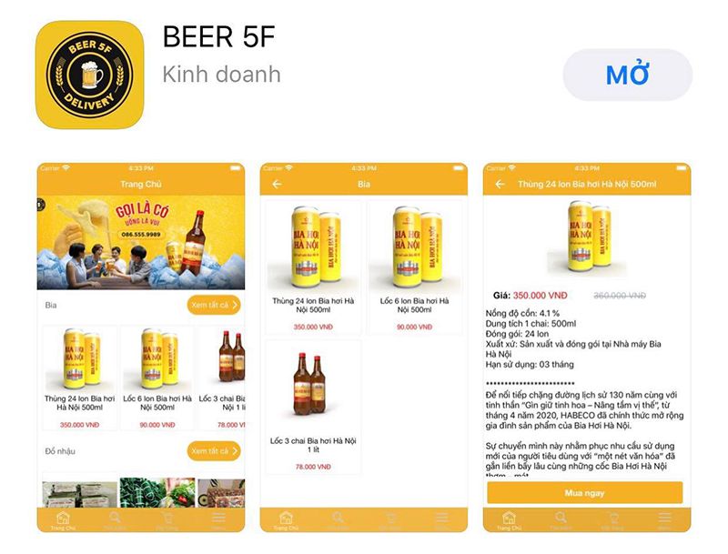 Tạo app bán hàng online hiệu quả cho thương hiệu bia 5F