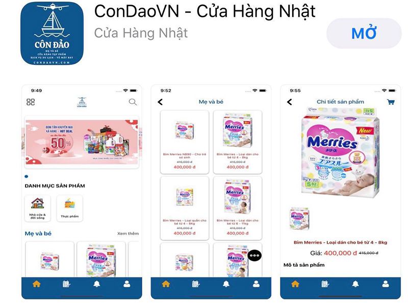 Thiết kế app bán hàng cho thương hiệu Côn Đảo VN